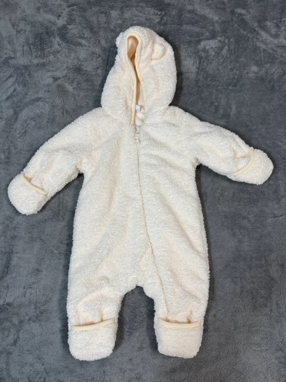 Wonder Nation Baby Cream Sherpa Bear Hooded Bunting 6–9 Months